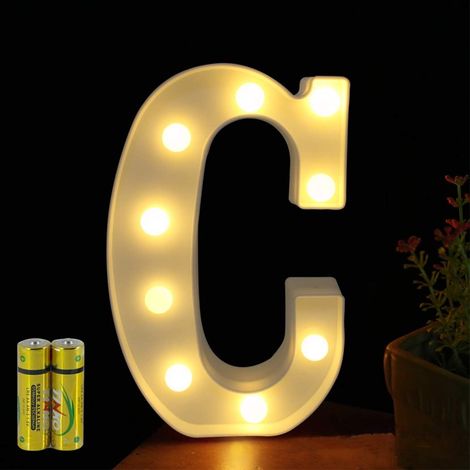 MINKUROW Lettere luminose Alfabeto illuminato Lampada a LED Lettere luminose Lettera Deco Funziona a batteria per la decorazione di feste, matrimoni, bar a casa (C) (1/5)