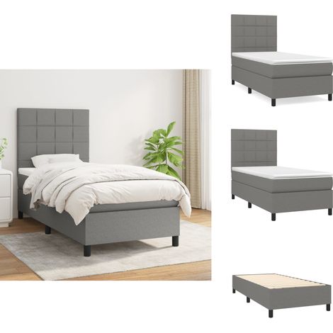 Boxspringbett mit Matratze Dunkelgrau 100x200 cm Stoff - Boxspringbett - Doppelbett - Bettenrahmen - Matratze - Nachttisch (1/5)