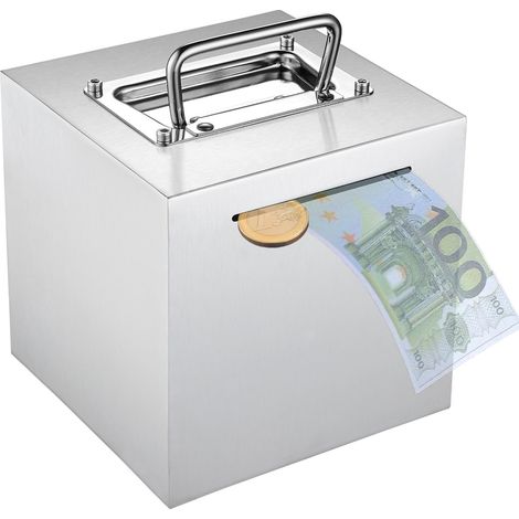 Tirelire Adulte en Acier Inoxydable,Cadeau Money Box en Métal pour Les Enfants,Grande Tirelires Incassable avec Poignée de