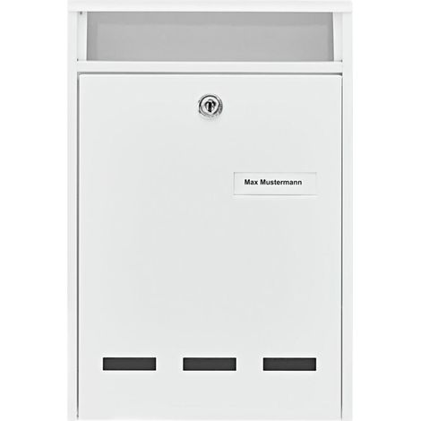 Boite aux lettres Wismar 771 W H.315mm B.215mm T.75mm Acier blanc DIN B5 (1/4)
