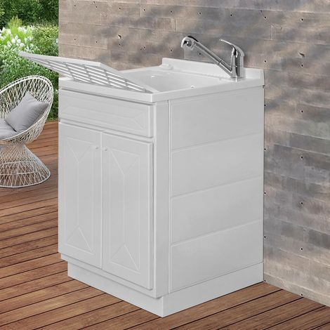 Mobile Lavatoio in Kit 60x60 cm con Vasca colore Bianco in Resina (1/5)