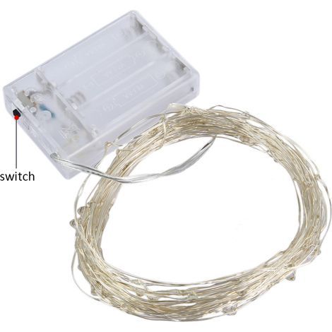 Guirlande lumineuse LED argentée à piles, blanc chaud, pour la maison, Noël, mariage et fêtes. Décoration idéale pour la maison, Noël et les fêtes. (1/5)