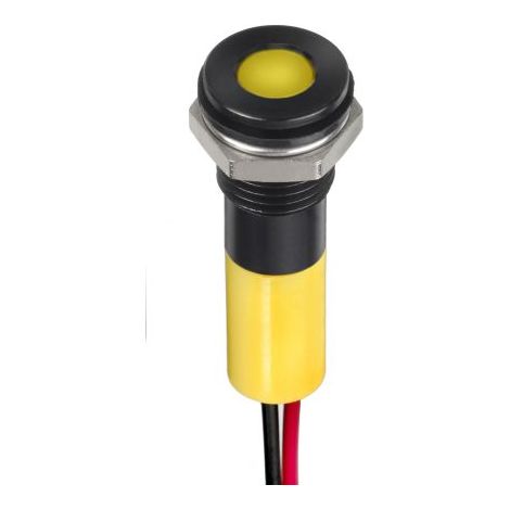 Voyant LED lumineux  Jaune RS PRO, dia. 8mm, 12V c.c., taille de la lampe 5 mm, IP67 ( Prix pour 1 )