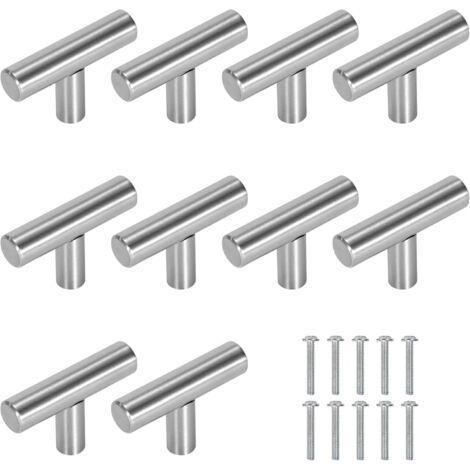 Lot de 10 Poignée Meuble Cuisine,50mm Poignée de Meuble Inox en Forme de T,Barre de Tiroir, Placards, Portes, Meubles, Salle de Bain, Chambres & Armoires (1/5)