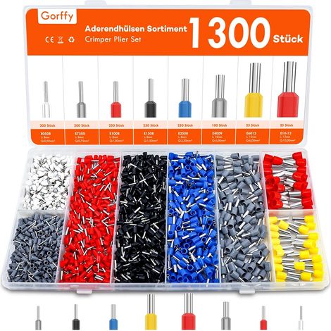 1300 Pièces Embouts de Cablage, 0,5-10 mm² Cosses Electriques a Sertir, Isolé Embout Cable Electrique, Cosse à Sertir pour Connexion de Fils (1/5)