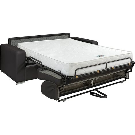 Divano letto 3 posti a ribalta Posto letto 140 cm Materasso 18 cm in Similpelle Nero - CALITO