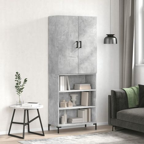 Buffet haut,Buffet de salon,Commode Meuble de rangement,Style Industriel Gris béton 69,5x34x180 cm Bois d'ingénierie VNWE949198 (1/5)