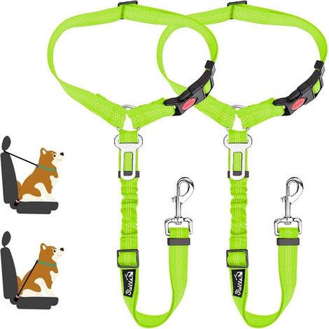 SlowTon Hundegurt Auto 2-in-1 Anschnallgurt Kopfstütze J.Limettengrün 2Pcs (1/5)
