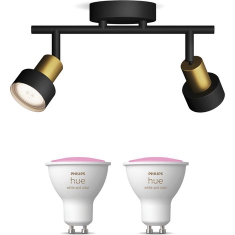 Philips Hue Conduit Aufbauspot mit 2 Lichtpunkten GU10 (Gold/Schwarz) Weißes und Farbiges Licht - White and Color Ambiance (1/5)
