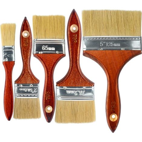 Piece Thick Blade Paint Brush Set for Wall and Fence Painting, Wooden Handle for Paint, Paste and Powder Plaster (1/5)