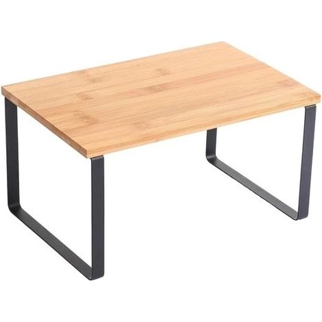 Estante de soporte de cocina independiente Diseño industrial Bambú y Acero ELIE Negro mate MSV (1/4)