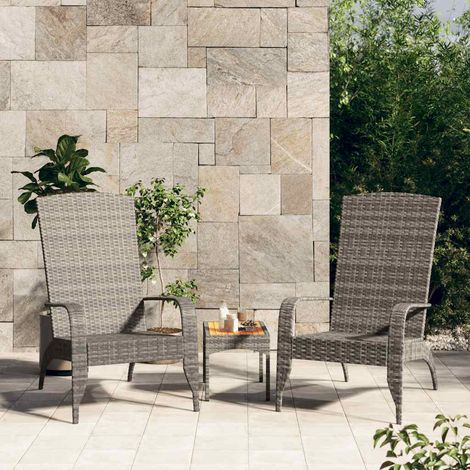 Chaise de Jardin Adirondack Fauteuil d'Extérieur en Résine Tressée et Acier Gris 59x76x94 cm - PANGIVO (1/5)