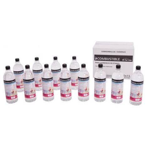 Combustible Etanol de origen natural aroma floral. Caja 12 Botellas de 1 litro
