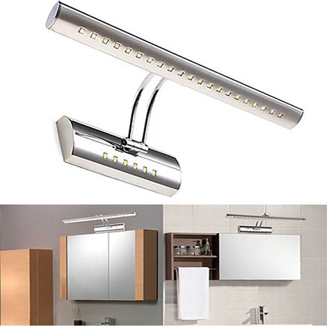 APPLIQUE MURALE MIROIR SALLE DE BAIN 27 LED 5050 LUMIÈRE NATURELLE CHROME