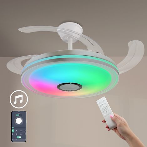 IluminaShop - Ventilador de Techo LED 60W Party Smart con App Ø106 DC Ultra Silencioso con Mando a Distancia y Palas Retractiles Verano / Invierno 3000+4000+6000 (1/5)