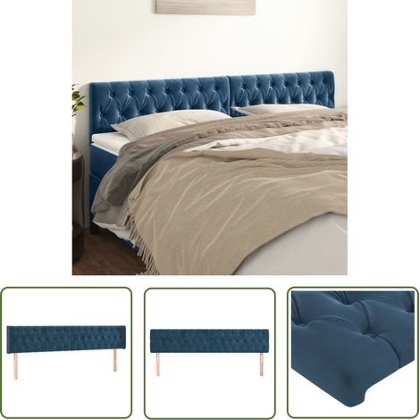 The Living Store Têtes de lit 2 pcs Bleu foncé 90x7x78/88 cm Velours - Tête De Lit - Tête De Lit Velours - Tête De Lit Ajustable - Têtes De Lit Double - Literie (1/5)