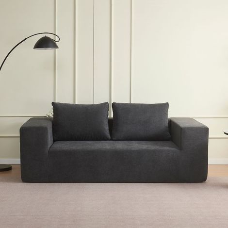 Divano sottovuoto 3 posti Kelly in tessuto grigio scuro con imbottitura in schiuma 200x100x76H (1/4)
