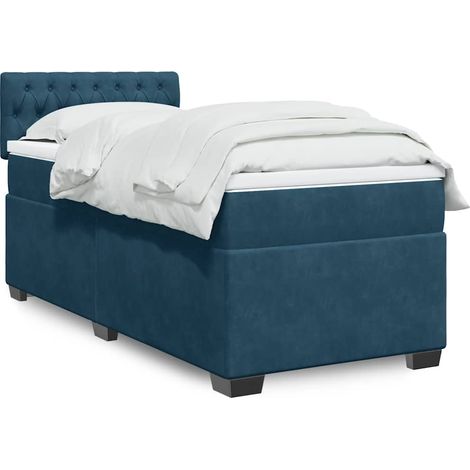 Boxspringbett mit Matratze Dunkelblau 90x200 cm Samt