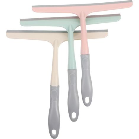 Lot de 3 Raclettes à Vitre Multifonctions 23 Cm Plastique Ergonomique Racleur d'eau Nettoyage Maison Salle de Bain Balcon Couleur Aléatoire (1/5)