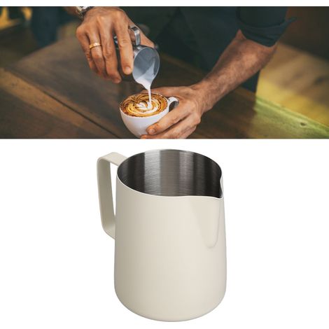 Dickwandiger Schaumbecher aus Edelstahl 304 mit Skala, 350 ml, weiß (1/5)