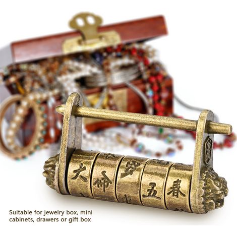 Cadenas à combinaison style rétro chinois ancien pour bijoux boîte tiroir armoire (1/5)