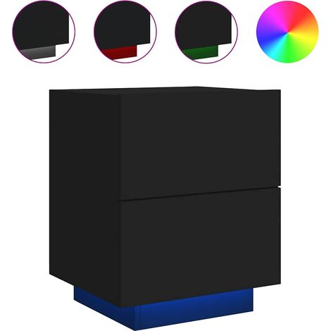 Maison Exclusive - Nachttisch mit LED-Leuchten Schwarz Holzwerkst
