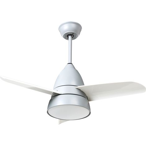 Ventilador de techo moderno con mando a distancia iluminación LED material sintético gris Strawberry