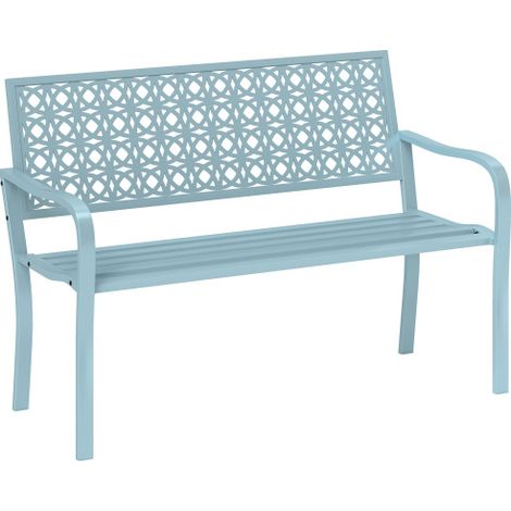 2-Sitzer Gartenbank, wetterfest Sitzbank, Gartenmöbel mit Rücken- & Armlehnen, Parkbank 240kg belastbar, Balkonbank für Balkon Terrasse, Garten, 127 x 63 x 85cm, Blau