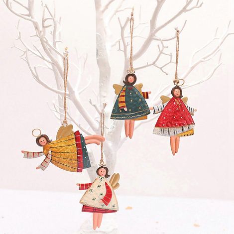 Ensemble de pendentifs anges dansants en métal pour Noël, décoration de sapin de Noël, poupée décorative pour sapin de Noël, décoration de fête à la maison (1/5)