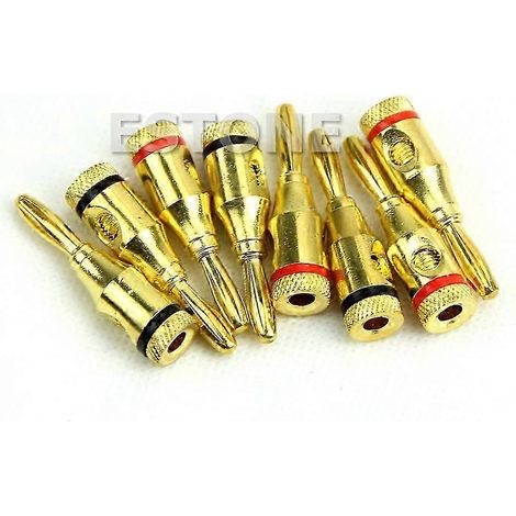 Connecteur métallique à vis, 8 fiches bananes plaquées or, pour câble d'enceinte musicale, 4 mm (1/5)