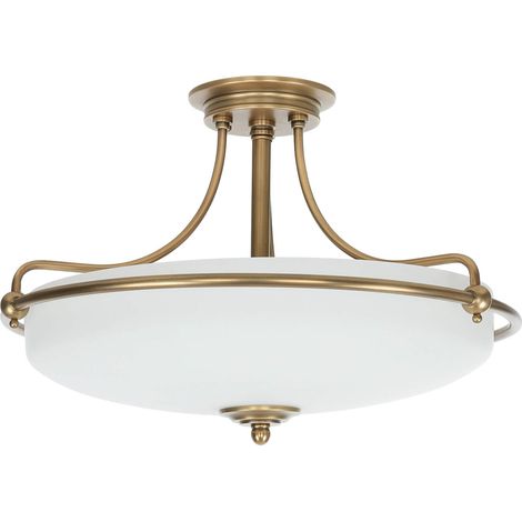 Deckenlampe Creme Messing E27 Glas Metall Jugendstil Deckenleuchte