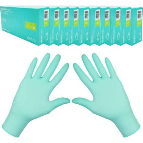 Mercator Nitrylex Grüne Nitrilhandschuhe, Größe S, grün, 100 Stück, Karton (10er-Packung) (1/5)