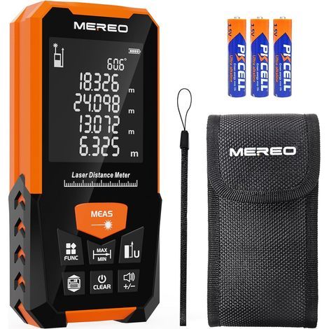 Mesure Laser 328Ft/100M mètre de Distance numérique, niveau électronique, LCD rétro-éclairé, unités M/in/Ft, mesure la Distance, la zone, le Volume et le pythagore, comprend un sac de stockage (1/5)