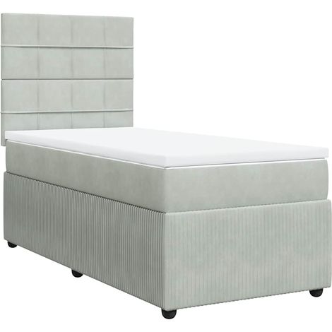 Maison Exclusive - Sommier à lattes de lit et matelas Gris clair 100x200cm Velours (1/5)