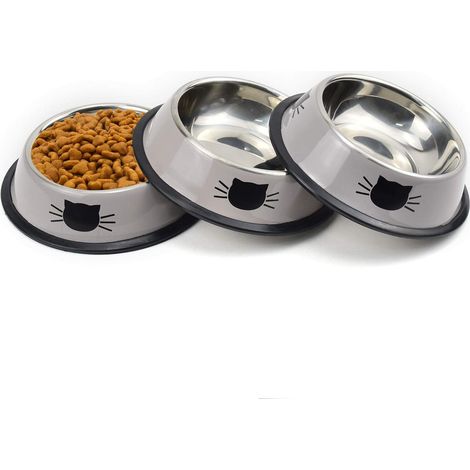 Lot de 3 gamelles empilables en acier inoxydable pour chats et petits chiens, antidérapantes (1/4)