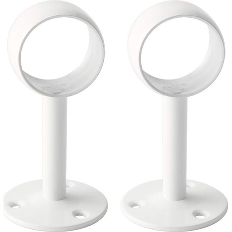 Ceiling Curtain Rod Brackets, Curtain Rod Holder with Screws for Curtain and Wardrobe, Glossy White Stainless Steel, Diameter 32 mm, 2 Pcs (1/5)