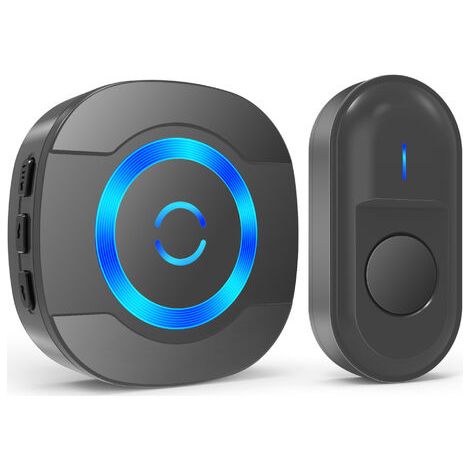 BUNTHAUS Bleosan – Sonnette de porte sans fil IP55 étanche – Portée 300m – 55 mélodies – Récepteur enfichable – Volume réglable jusqu'à 100dB (1/5)