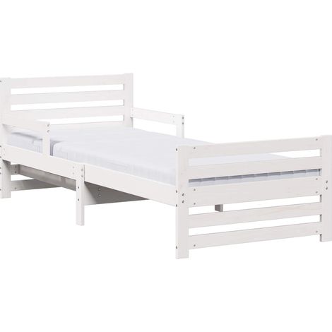 Lit simple  Lit adulte  Cadre de lit avec matelas Blanc 80 x 200 cm Bois de pin massif