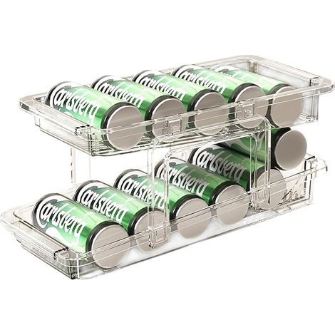 Kühlschrank-Organizer – Getränkespender – Rollbarer Dosenspender für Bierdosen – 250 ml/330 ml – Aufbewahrung für Bier-, Limonaden- und Softdrinkdosen (1/5)