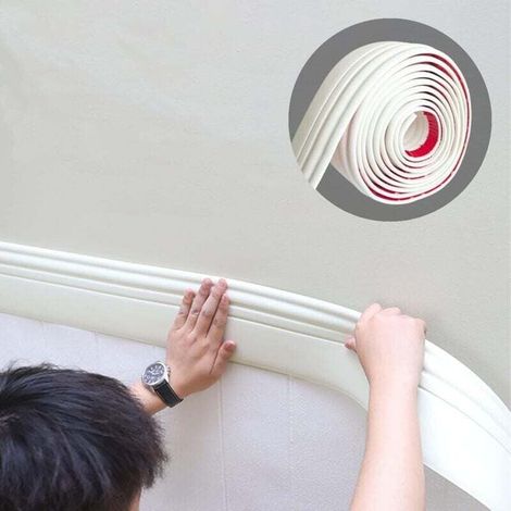 Zócalo pintable, tiras autoadhesivas de diseño para suelos, 5 m x 98 mm (1/4)