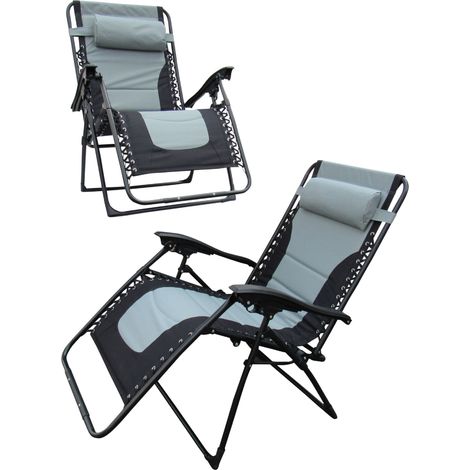 Zero Gravity Sun Lounger X2 (Chair Recliner Outdoor Padded Folding Reclining Lawn) (1/5)