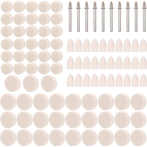 100 PCS Têtes de Polissage, Roue de Polissage en Laine, Outil Rotatif de Roue de Polissage Avec Tige pour Accessoires Dremel Outils Rotatifs (1/5)