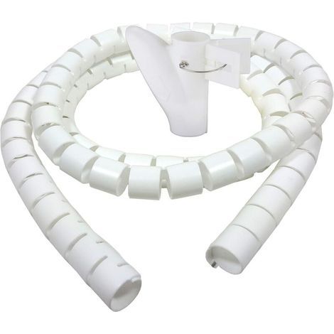 Goulotte de câbles de bureau 3,0 m, gaine spiralée flexible pour câble de 20 mm, blanche (1/2)