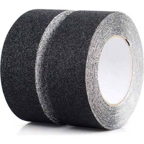 Anti-slip tape pack, Anti-slip strips with anti-slip adhesive tape for stairs, Strong anti-slip tape, Self-adhesive, (5cm x 10m, Black) (1/5)