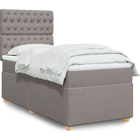 Boxspringbett mit Matratze Taupe 100x200 cm Stoff