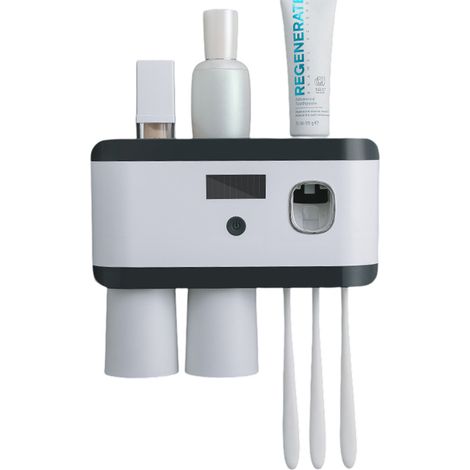 1 stérilisateur de brosses à dents, mural sans perçage, avec porte-brosse et support dentifrice, fonction UV (1/5)