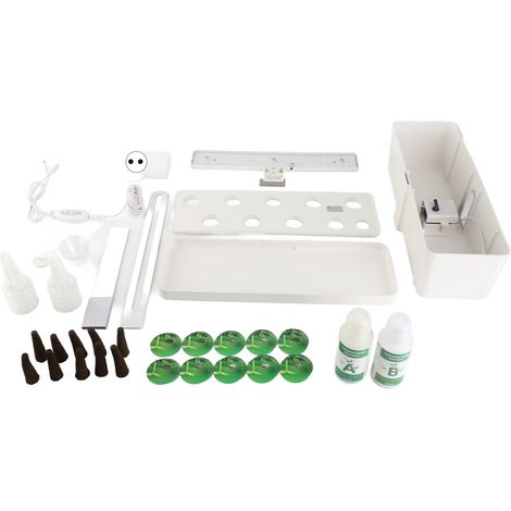 Kit hidropónico inteligente para cultivo en interiores, que incluye 9 módulos, temporizador automático, luces LED de 15 W con altura regulable, depósito de agua de 2,5 L y bomba de agua inteligente. I (1/5)