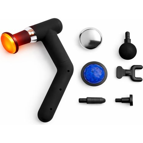 Pistolet de massage à percussion pour tissus profonds avec poignée extra-longue amovible, compresses chaudes et froides, massage musculaire chauffant, 6 têtes, rechargeable par USB-C-AquaForge