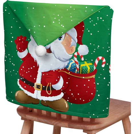 Housses de dossier de chaise, 4 pièces, housse de protection courte en peluche imprimée Double face pour les vacances, 50x65cm (1/5)