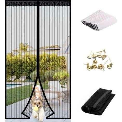 90x210cm Moustiquaire Porte Fenetre Magnétique,Rideau Anti Moustique,Aimantée Rideau Anti Mouches pour Couloirs,Portes,Patio,Noir